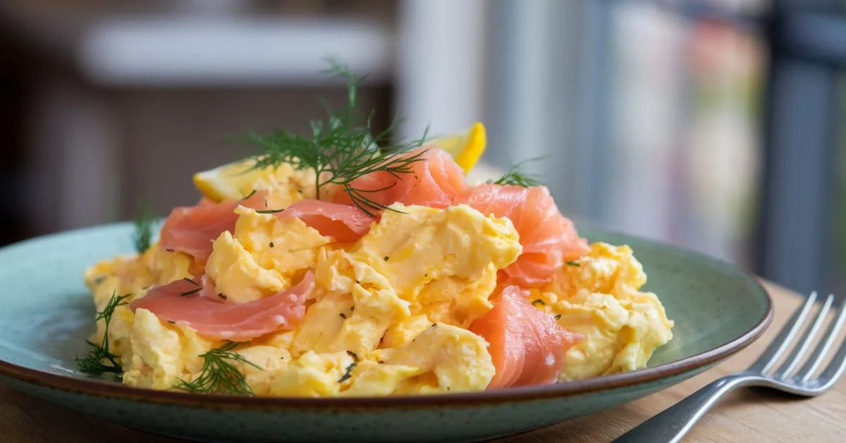 scrambled eggs and salmon