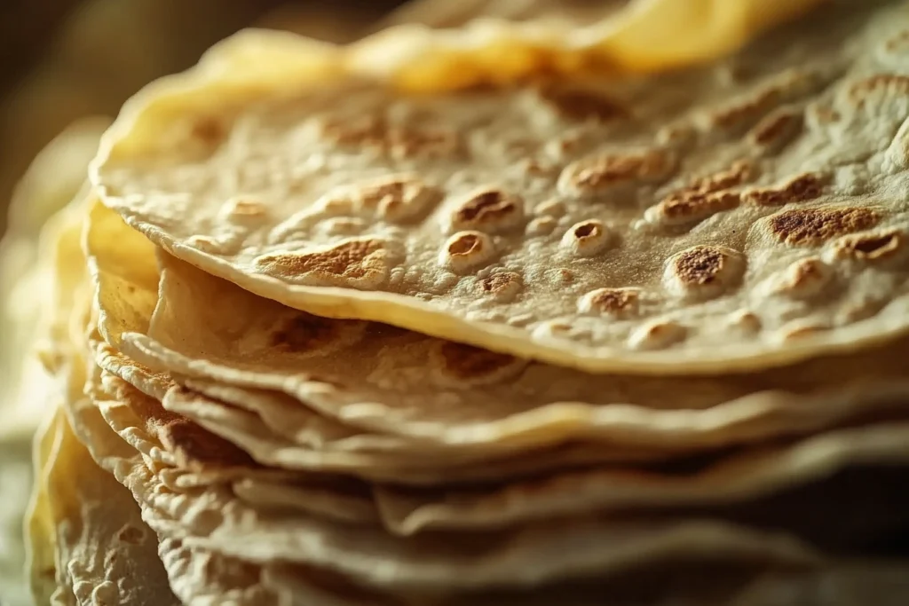 Homemade tortilla dough being kneaded on a floured surface.