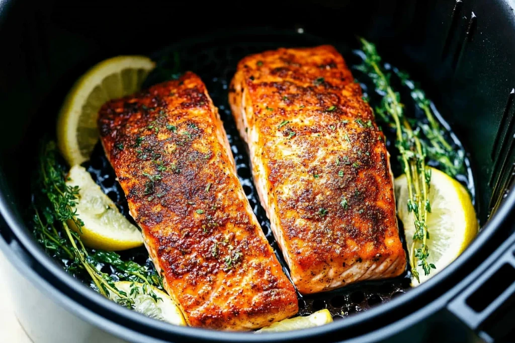 Seasoned Salmon Fillets Ready for Air Frying