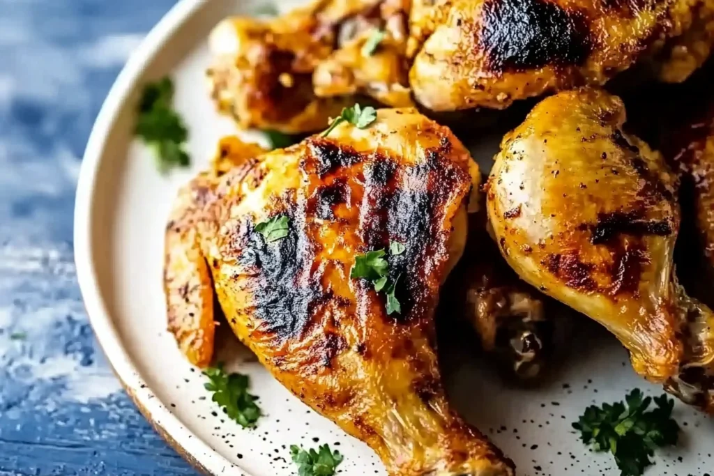 Sliced rotisserie-style chicken served on a plate with mashed potatoes and roasted vegetables.