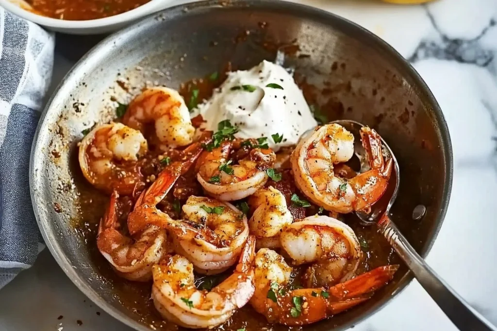 Creamy Cajun shrimp pasta garnished with parsley.