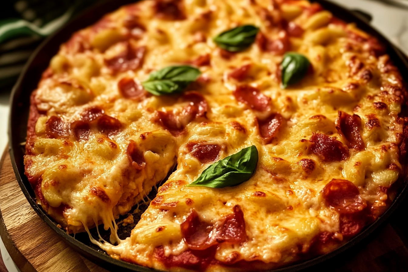 Delicious Cajun Mac and Cheese with shrimp, sausage, and a creamy cheese sauce, topped with fresh herbs and crispy breadcrumbs.