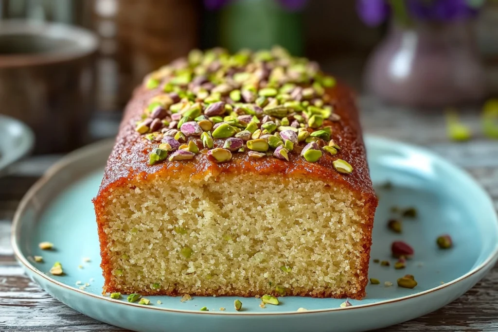 Freshly baked Pistachio Bread cooling on a wire rack