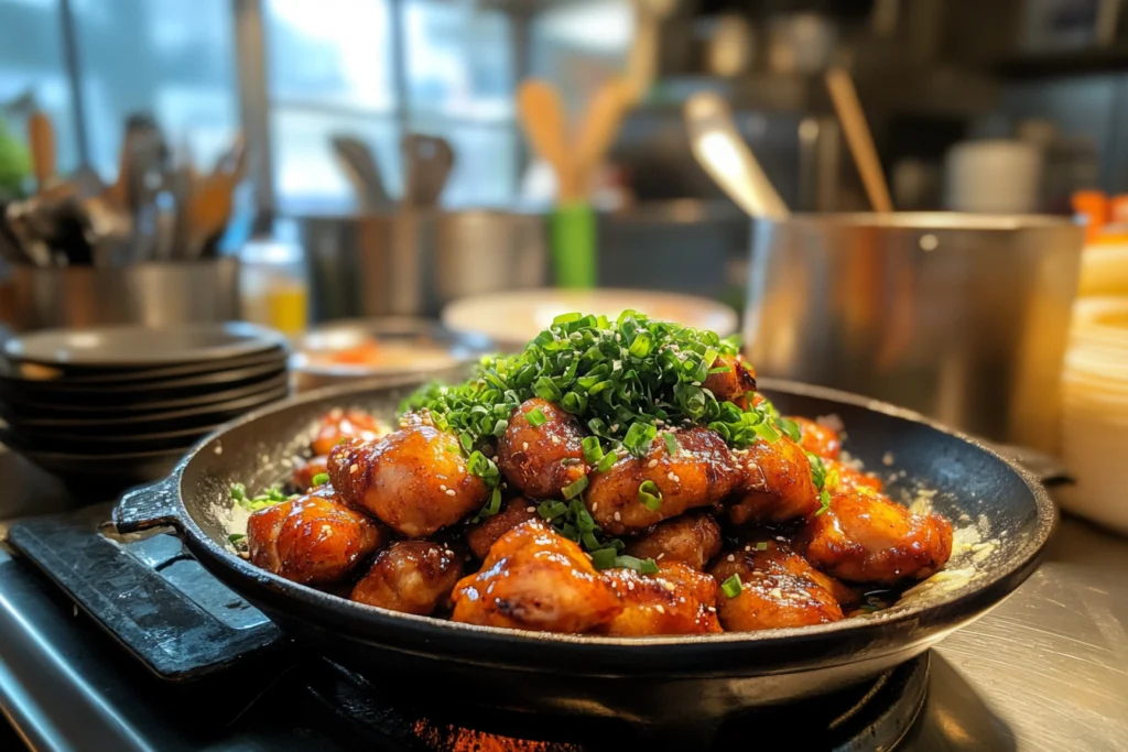 Steaming chicken for tenderness: Tender chicken steaming in a bamboo basket with garlic, ginger, and soy sauce, a traditional Asian cooking technique.